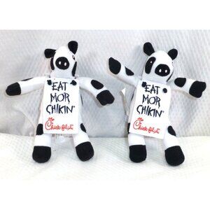 Chick-Fil-A Eat Mor Chikin Plush Cow Toy Set Of 2 Small 2002 Collectible Black &